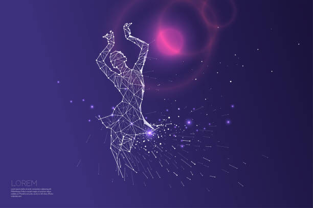 The particles line and dot of lady dance. The particles line and dot of lady dance. abstract vector illustration.  dancing designs stock illustrations