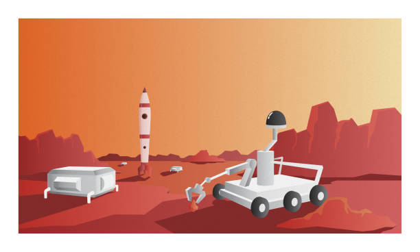 The planet Mars The planet Mars drone backgrounds stock illustrations