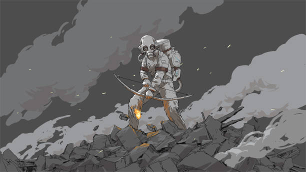 the post-dystopian archery vector art illustration