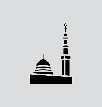 The Prophet's Mosque In Madina Solid Vector Illustration