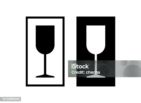 istock The sign of a glass or wineglass means Caution, fragile goods product. 1413389005