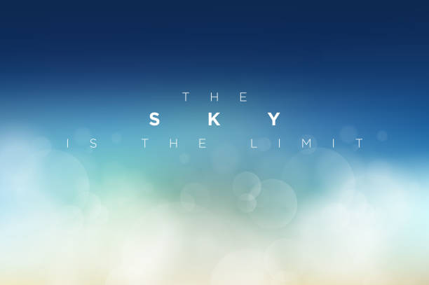 The Sky is the Limit The Sky is the Limit typographic design. Vector cloudly clean blue sky illustration. beauty backgrounds stock illustrations
