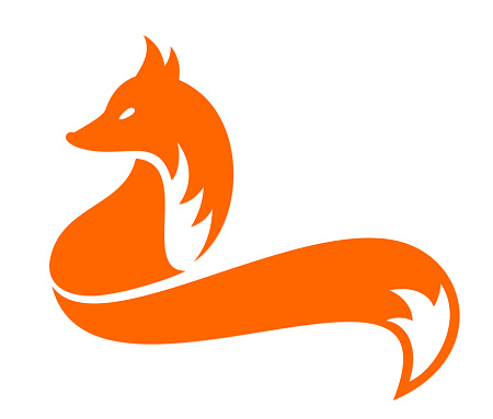 A symbol of a stylized red fox.