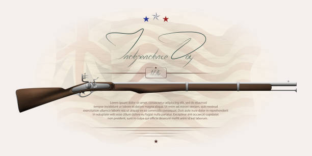 The US independence day. Background on independence day. The 4th of July. Background with a musket. Lettering-independence day. The US independence day. Background on independence day. The 4th of July. Background with a musket. Lettering-independence day. 1776 american flag stock illustrations