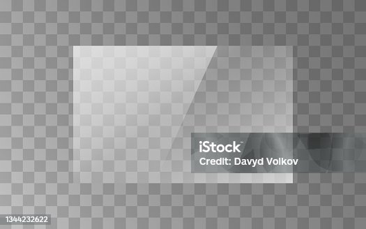 istock The vector JPG texture of rectangle glass plate, mirror, window isolated on transparent background 1344232622