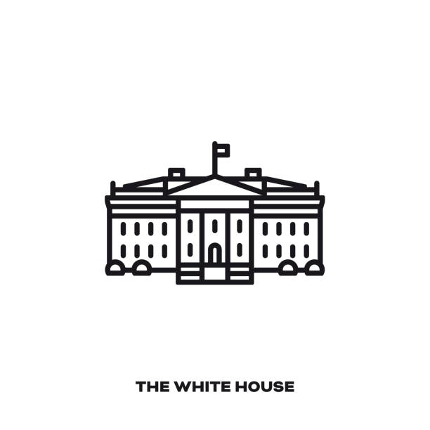 ilustraciones, imágenes clip art, dibujos animados e iconos de stock de la casa blanca en washington, d.c., icono de la línea - white house