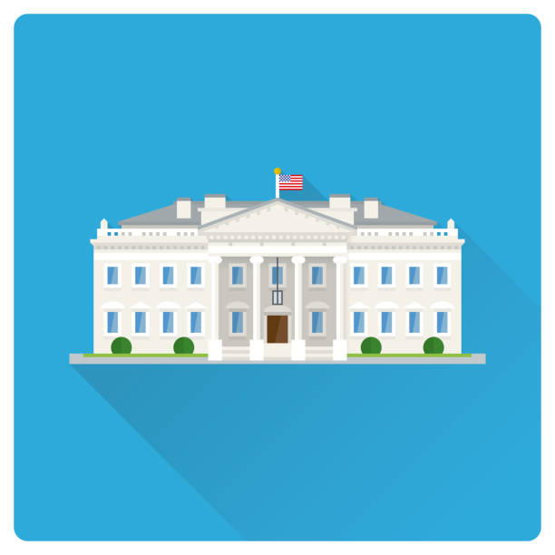 白宮在華盛頓平面設計長陰影插圖 - 政府 插圖 幅插畫檔、美工圖案、卡通及圖標