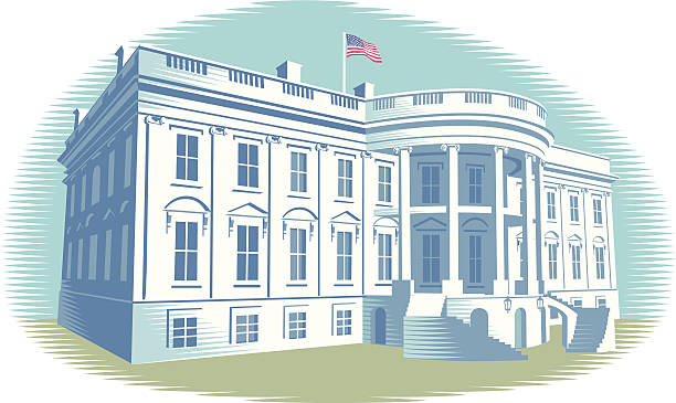 The White House The White House in Washington DC. Retro crosshatch style. CS3, CS5 and Freehand versions in zip white house stock illustrations
