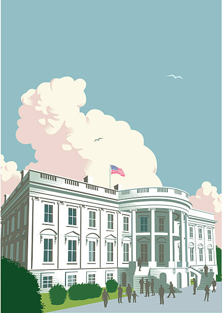 The White House The White House in Washington DC. Retro crosshatch style. EPS 10 file, CS3, CS5 and Freehand versions in zip. white house stock illustrations