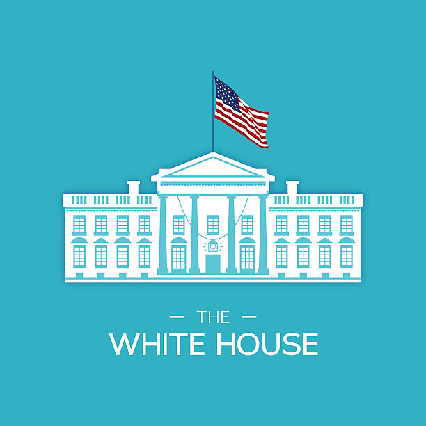 The White House The white house concept illustration with American flag. EPS 10 file. Transparency effects used on highlight elements. white house stock illustrations