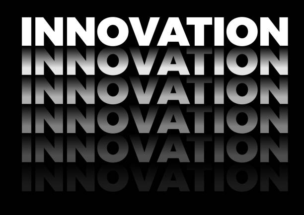 the word innovation in repetitive form, vector text the word innovation in repetitive form, vector text in black background consistent word stock illustrations