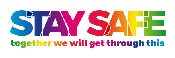 The word Stay Home, save you by coronavirus. Vector banner with the text colored rainbow. The word Stay Home, save you by coronavirus. Vector banner with the text colored rainbow. stay safe stock illustrations