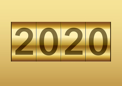 The year 2020 displayed on a mechanical counter.