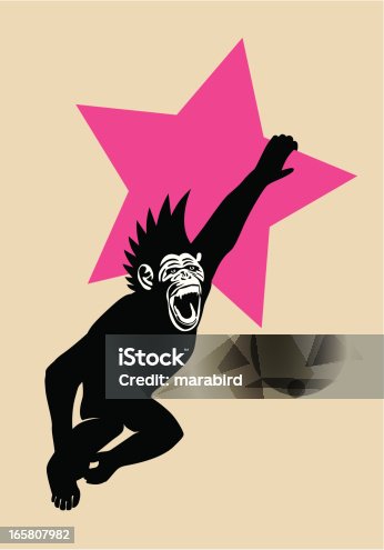 istock The Year of The Monkey Chimp Hanging from Red Star 165807982
