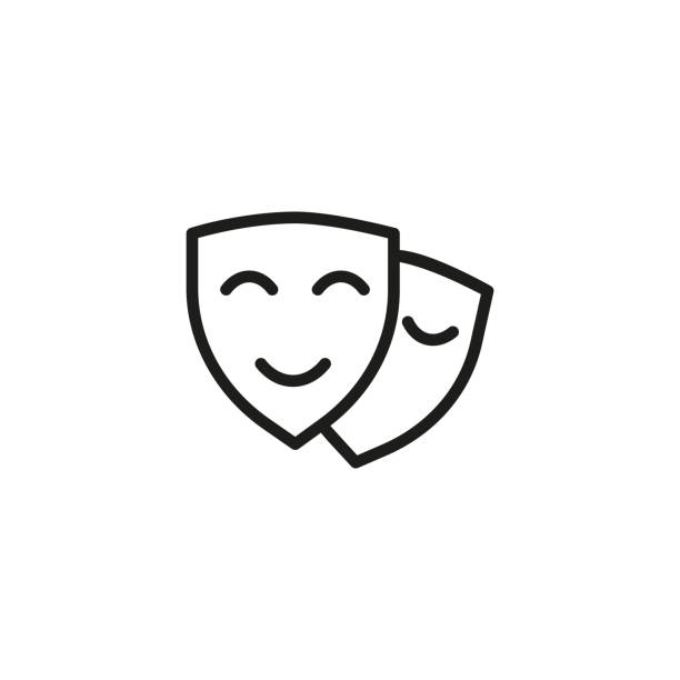 Theater line icon Theater line icon. Face, masque, disguise. Expressions concept. Vector illustration can be used for topics like masquerade, performance, entertainment mime artist stock illustrations