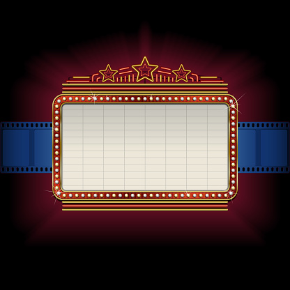 Theater marquee with film strip border