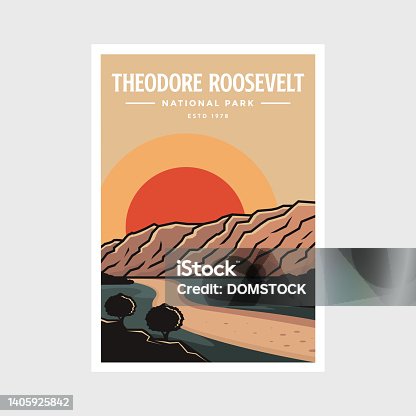 istock Theodore Roosevelt National Park poster vector illustration design 1405925842
