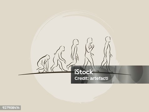 istock Theory of evolution of man - Human development - Hand drawn sketch vector illustration 927908414