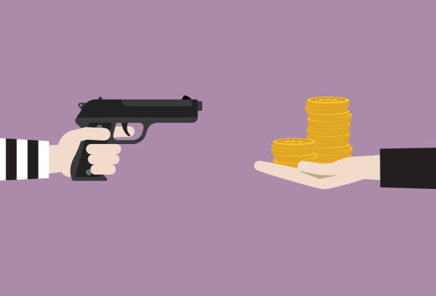 silah hırsızı işadamı ile bir hırsız - gun violence stock illustrations