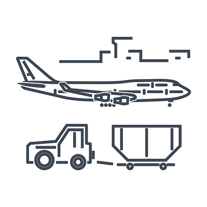 Thin Line Icon Luggage Towing Truck Airport Ground Support Stock ...