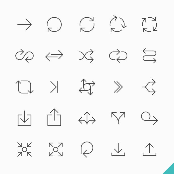 Thin linear arrows icons set Vector illustration with transparent effect. Eps10. thin line icons stock illustrations