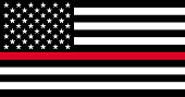 istock Thin Red Line Firefighter Flag. USA flag. Remembering, memories on fallen fire fighters officers on duty. 1322086981