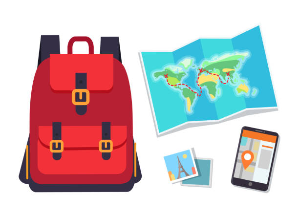stockillustraties, clipart, cartoons en iconen met illustratie voor dingen voor reizende setkleurvector - packing suitcase