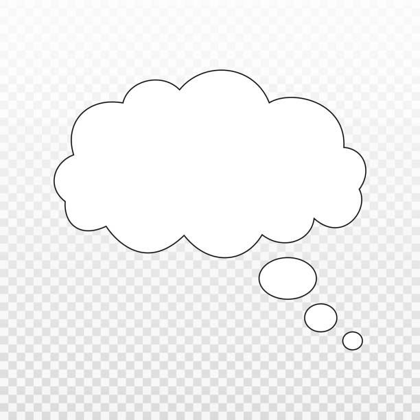 Think bubble isolated. Trendy think bubble in flat style. Modern template for social network and label. Creative thought balloon. Cloud line art, vector illustration  dreamlike stock illustrations