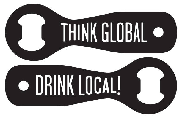 Think Global, Drink Local Craft Beer Design vector art illustration