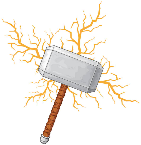 Thor Hammer Hammer of Thor and lightning bolts thor hammer stock illustrations