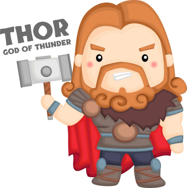 Thor a vector of Thor from Norse mythology thor hammer stock illustrations