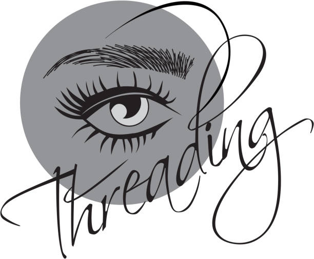 Threading eyebrows salon logo vector art illustration