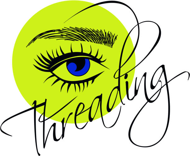 Threading salon logo vector art illustration