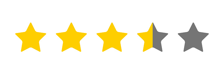 Three And A Half Star Rating Illustration Vector Stock Illustration -  Download Image Now - iStock