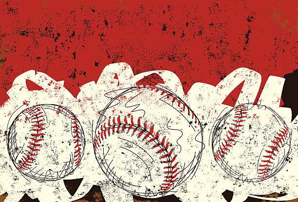 three baseballs Sketchy, hand drawn baseballs over an abstract background.The background extends outside the square clipping mask. To edit, select the background and go to OBJECT-> CLIPPING MASK-> EDIT CONTENTS OR RELEASE. baseball sport stock illustrations