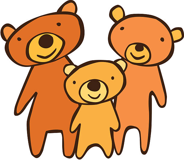 stockillustraties, clipart, cartoons en iconen met three bears - drie dieren