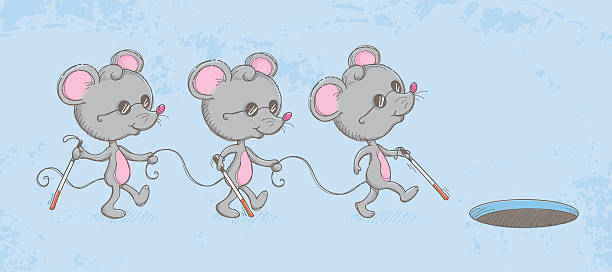 stockillustraties, clipart, cartoons en iconen met three blind mice - drie dieren