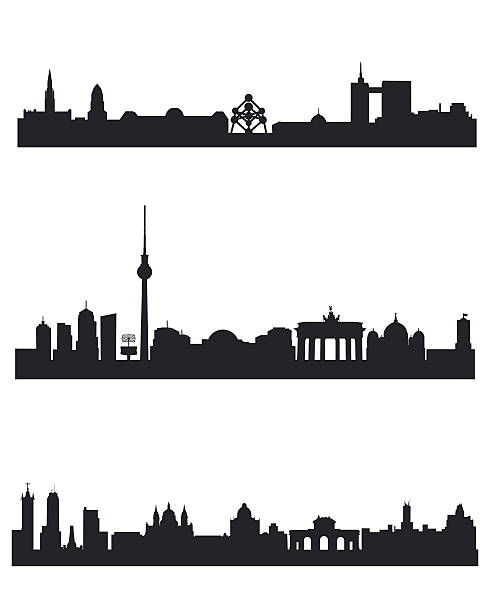 세 도시 실루엣 - 베를린 stock illustrations