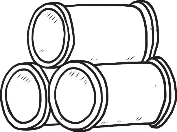 three cement pipe / cartoon vector and illustration, black and white, hand drawn, sketch style, isolated on white background. three cement pipe / cartoon vector and illustration, black and white, hand drawn, sketch style, isolated on white background. concrete drawings stock illustrations