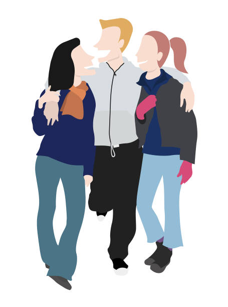 26 Two Girls And One Boy Illustrations & Clip Art - iStock