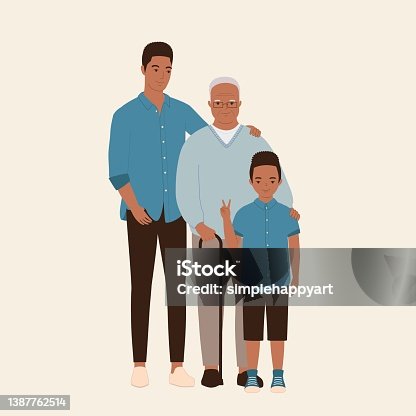 istock Three Generations Of Black Men And Boy. Multi-Generation Black Family. 1387762514