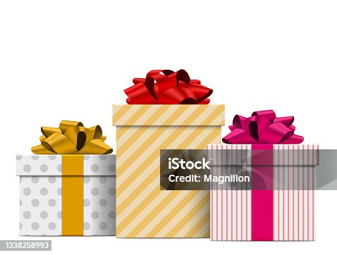 istock Three Gifts with Bows 1338258993