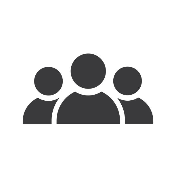 ikona trzech osób czarna - vector - ludzie stock illustrations