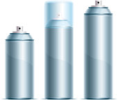 istock Three silver spray cans in different sizes 134009375