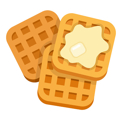 Three waffles with butter vector icon flat isolated