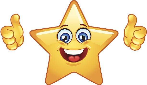Thumbs up star Smiling star showing thumbs up cartoon star stock illustrations
