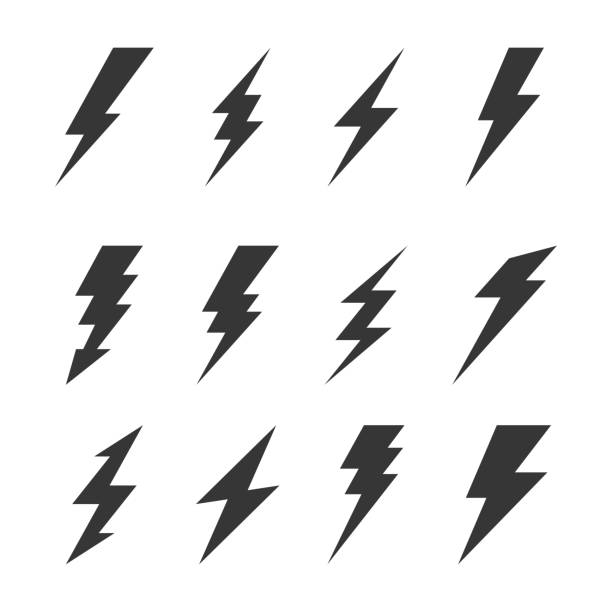 Thunder and Bolt Lighting Flash Icons Set. Vector Thunder and Bolt Lighting Flash Icons Set. Vector illustration lightning icons stock illustrations