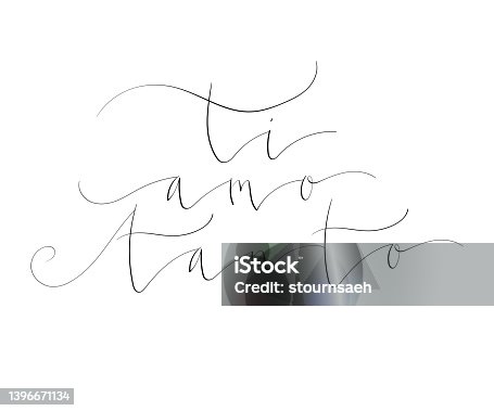 istock Ti amo tanto - I love you very much in Italian handwritten lettering vector illustration 1396671134