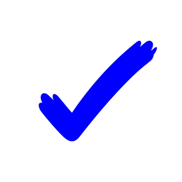 onay işareti simgesi mavi, oylama için onay simgesi, mavi onay işareti, elle çizilmiş onay işareti doodle sembolü - check mark stock illustrations