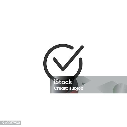 istock Tick icon vector symbol doodle style checkmark isolated on white background, checked icon or correct choice sign in black square, handwritten or drawn check mark or checkbox pictogram. Vector graphic 940057930